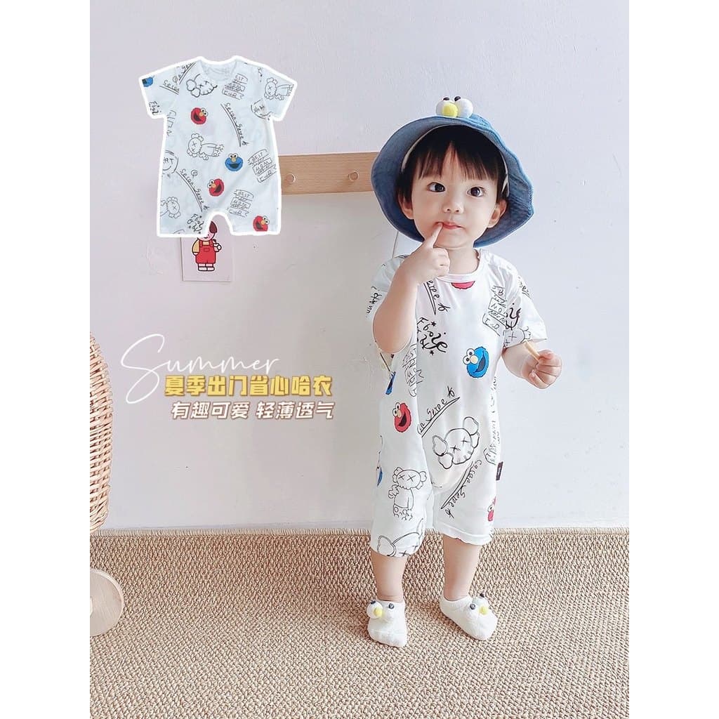 Coreano roupas de bebê recém-nascido de manga curta respirável verão macacão recém-nascido masculino feminino macacão fi