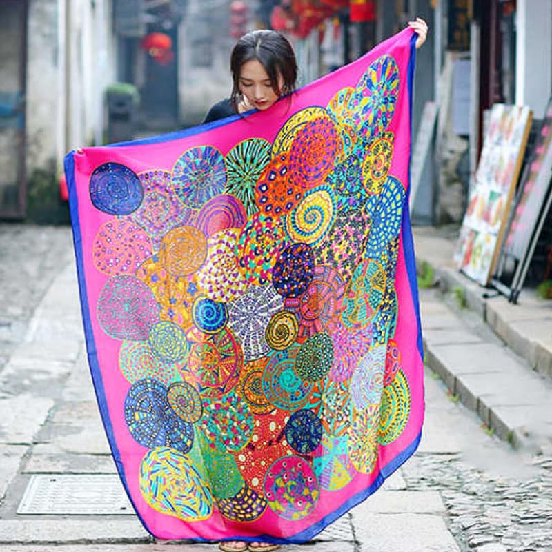Hangzhou Boutique coreano textura de seda grande lenço quadrado feminino primavera outono protetor solar All-Match xale