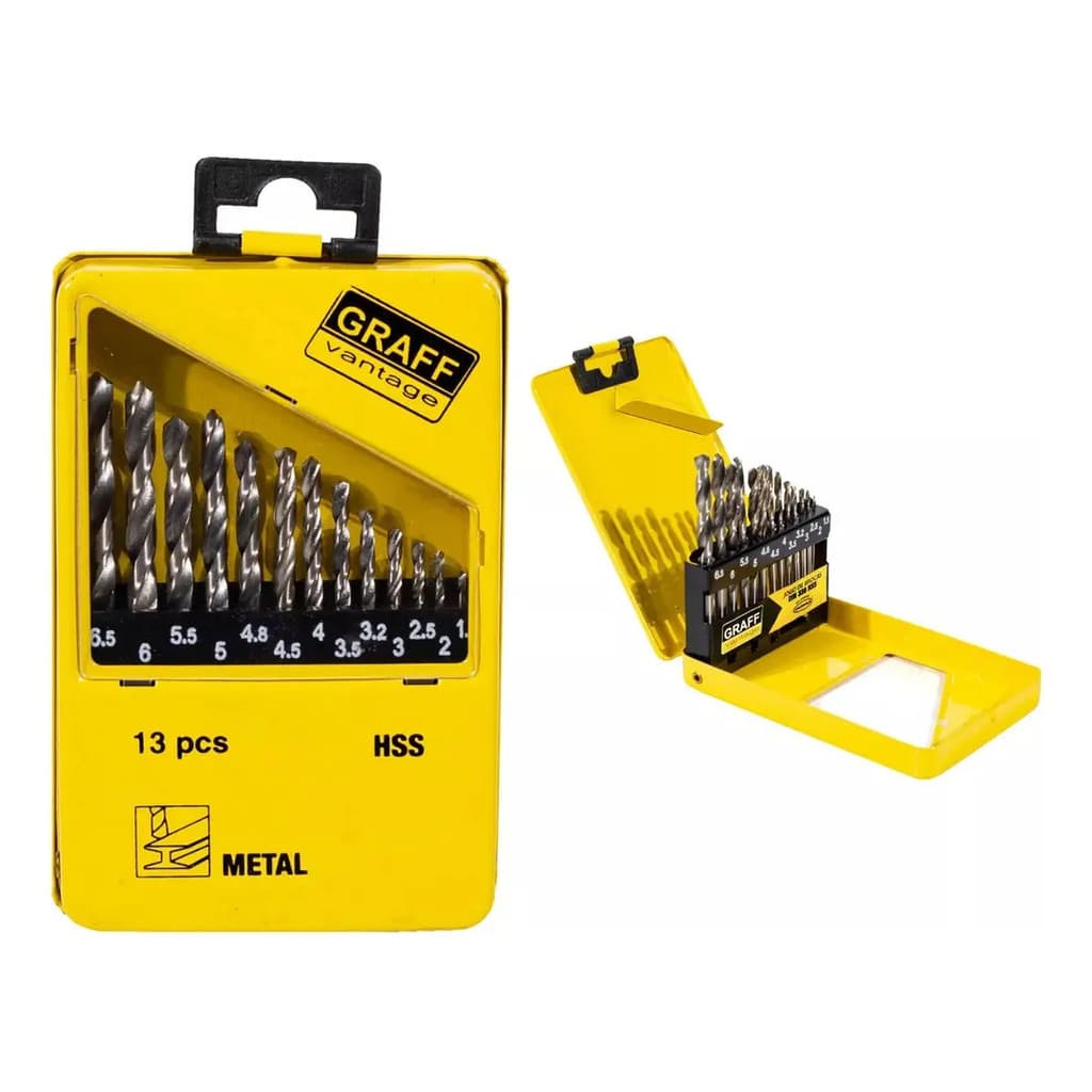 Jogo De Brocas Helicoidais 1,5mm A 6,5mm 13 Peças Graff Vantage Aço Rápido