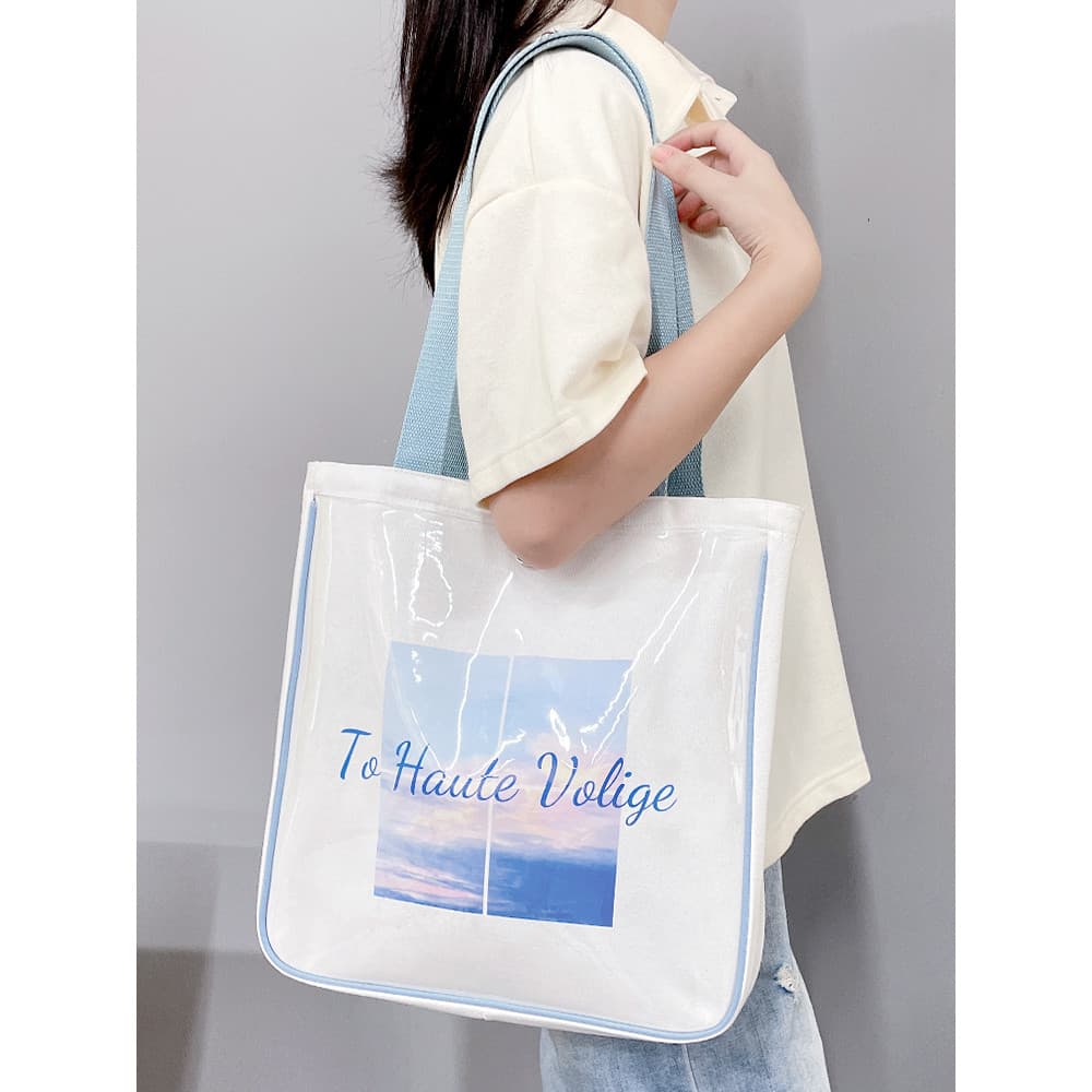 Bolsa de lona feminina 2025 novo estilo bolsa de ombro grande capacidade bolsa de lona estudante sacola Commuter geléia