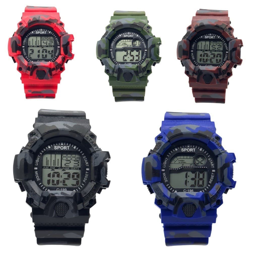Relógio Digital Camuflado Masculino de Silicone Promo