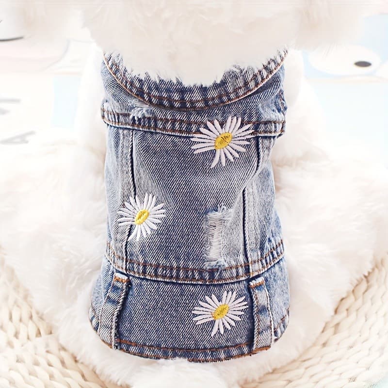 Coletes Imitação de Jeans para Cães Pequenos como Teddy e Pomeranian, Roupas de Primavera e Outono para Animais de Est
