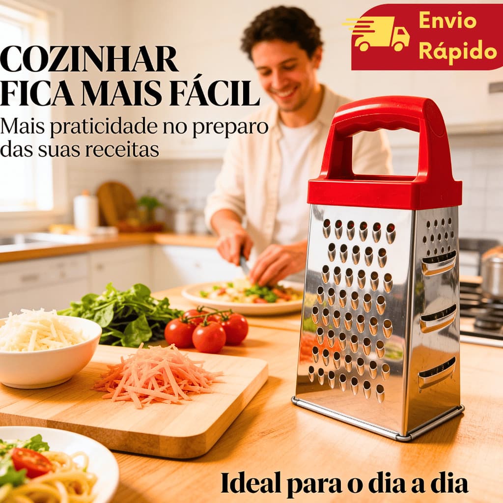1 UNIDADE - Ralador 4 Faces Multiuso Queijo Legumes Verduras 18cm