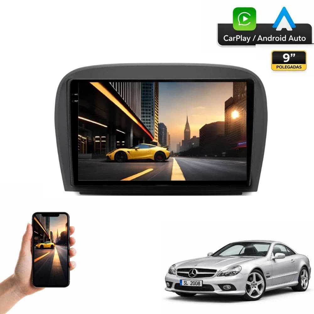 Kit Multimídia 9" Adak Octa Core 64Gb Mercedes-Benz SL 2008