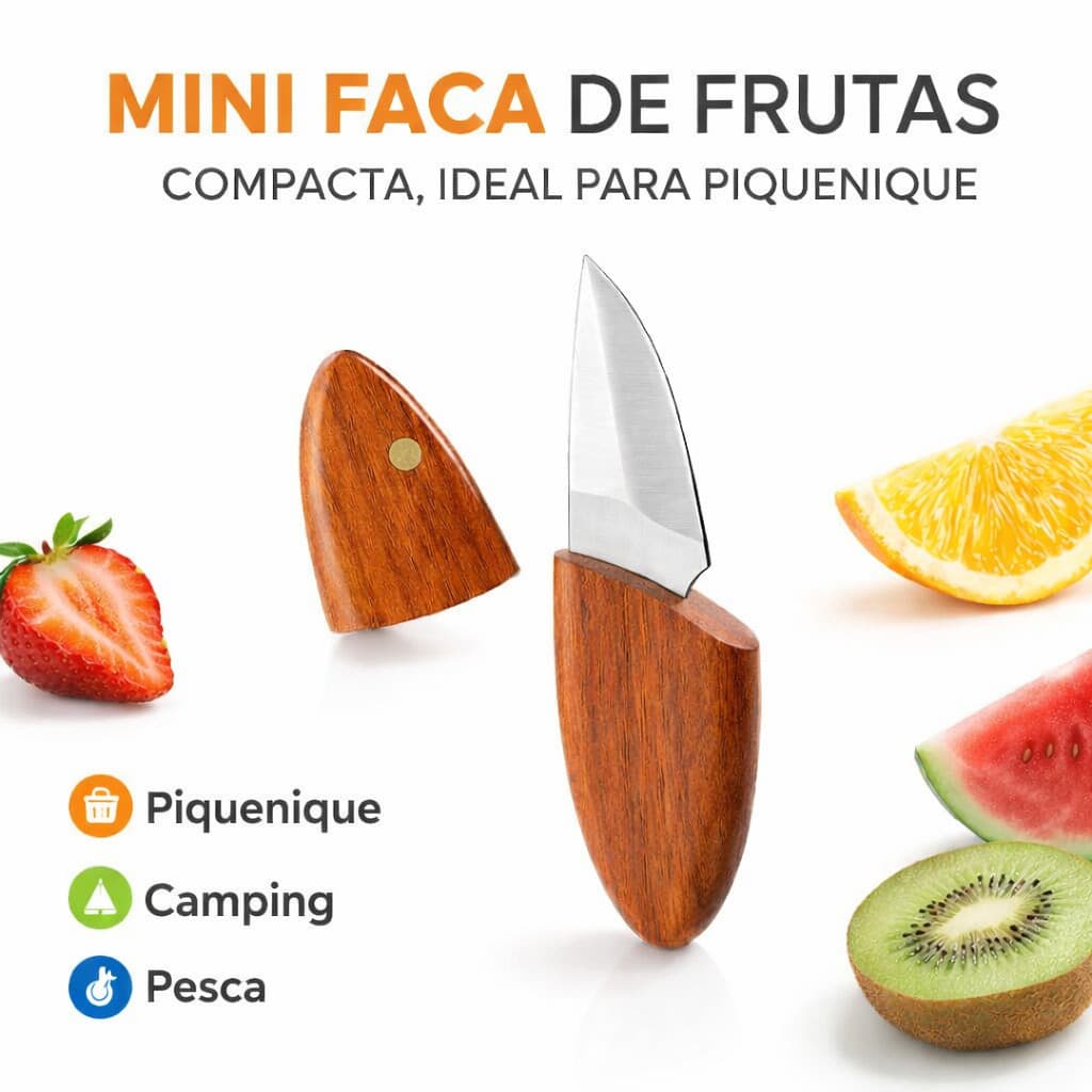 Faca De Frutas Aço Inox Com Bainha Mini Faca Para Piquenique caça pesca camping churrasco