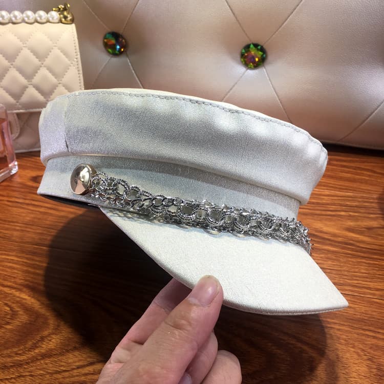 Novo chapéu feminino versão coreana na moda corrente de Metal boné de pico primavera outono All-Match moda boina influen