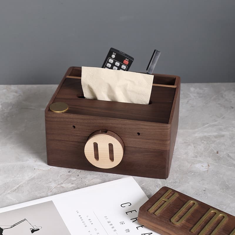 Mesa de centro de madeira maciça de nogueira preta sala de estar caixa de papel de armazenamento novo chinês simples por