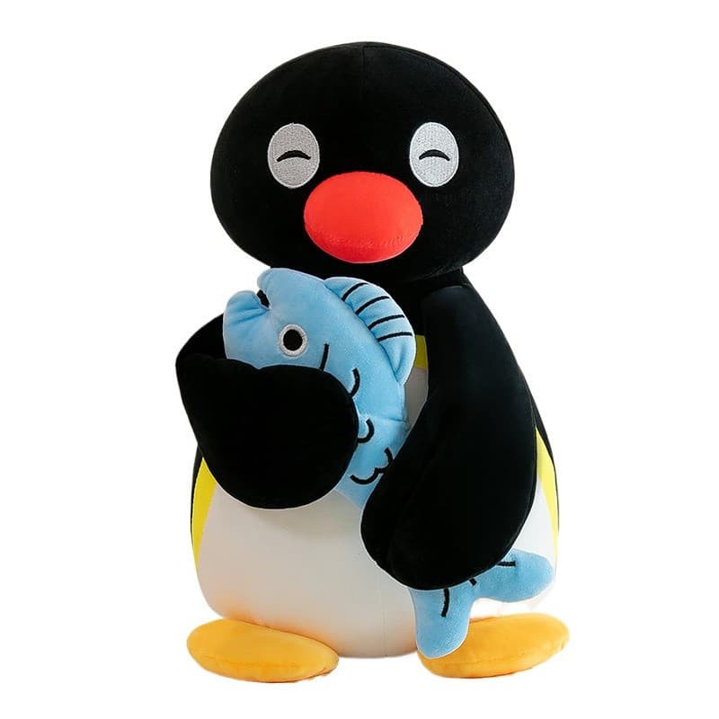 Pinguim Segurando Peixe Brinquedo De Pelúcia-Bicho Super Macio Com Design Fofo , Travesseiro De Abraço Perfeito Para Dor