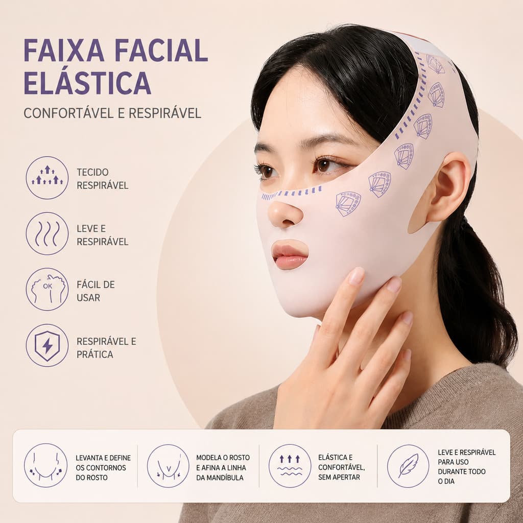 Cinta Facial Modeladora Papada Lifting Bichectomia Pós Cirurgia Afina Rosto Bandagem Faixa