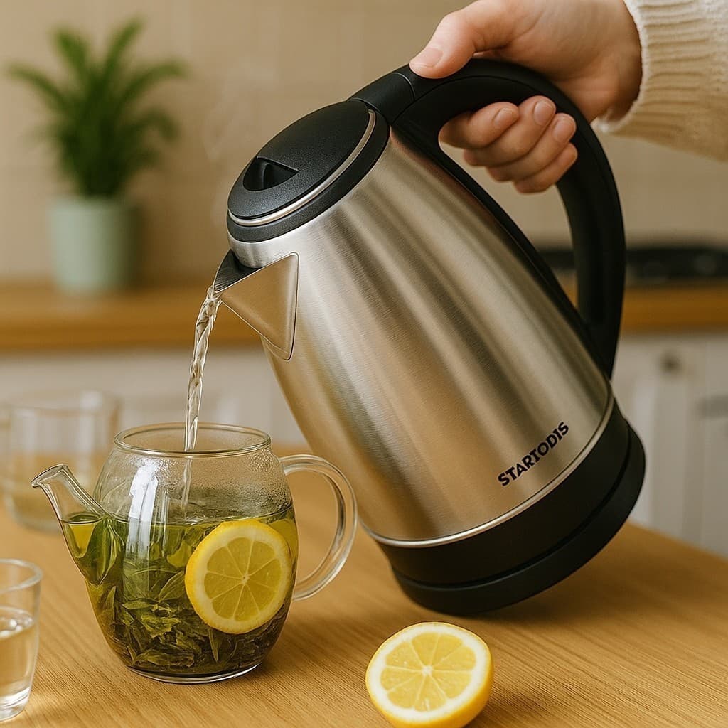 Chaleira Eletrica Inox Base 360 Desligamento Automatico Ferver Agua Cafe Cha Bebidas Quentes Segura