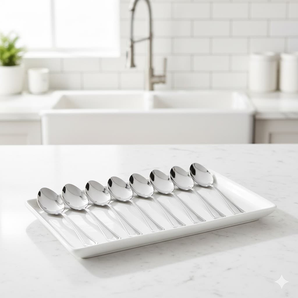 Colheres Kit 12 Sobremesa Inox Resistente Acabamento Moderno Brilho Facil Limpeza Mesa Cozinha Servico