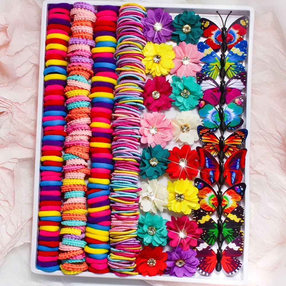 Conjunto De Acessórios Para Cabelo , 231 Peças , Grampos De Florais E Borboleta , Laços Coloridos Meninas Mulheres