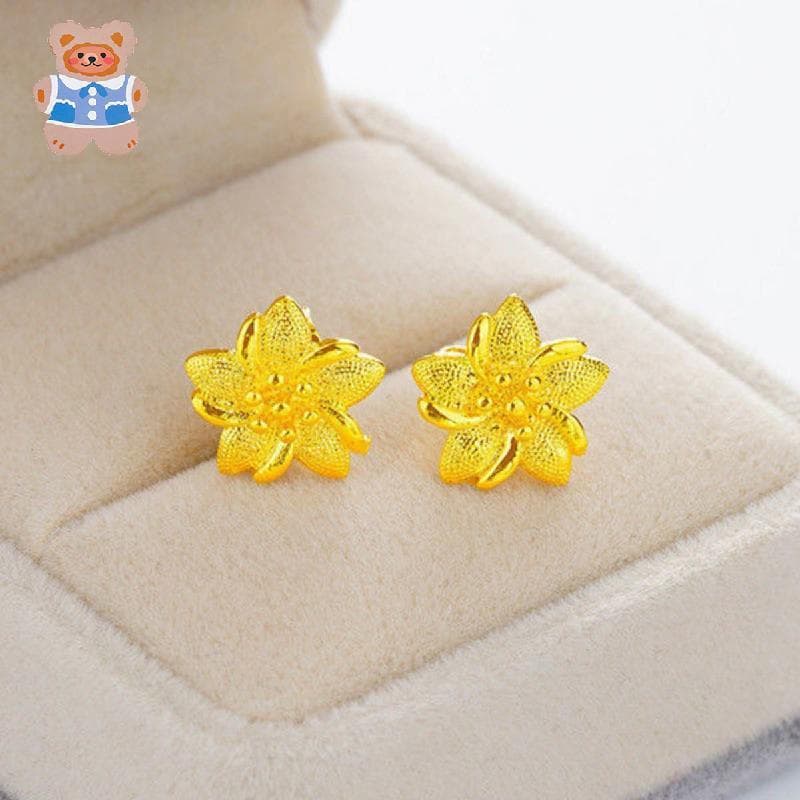 Brincos Clássicos De Liga De Cobre Femininos , Florais Banhados A Ouro Requintados , Joias Da Moda