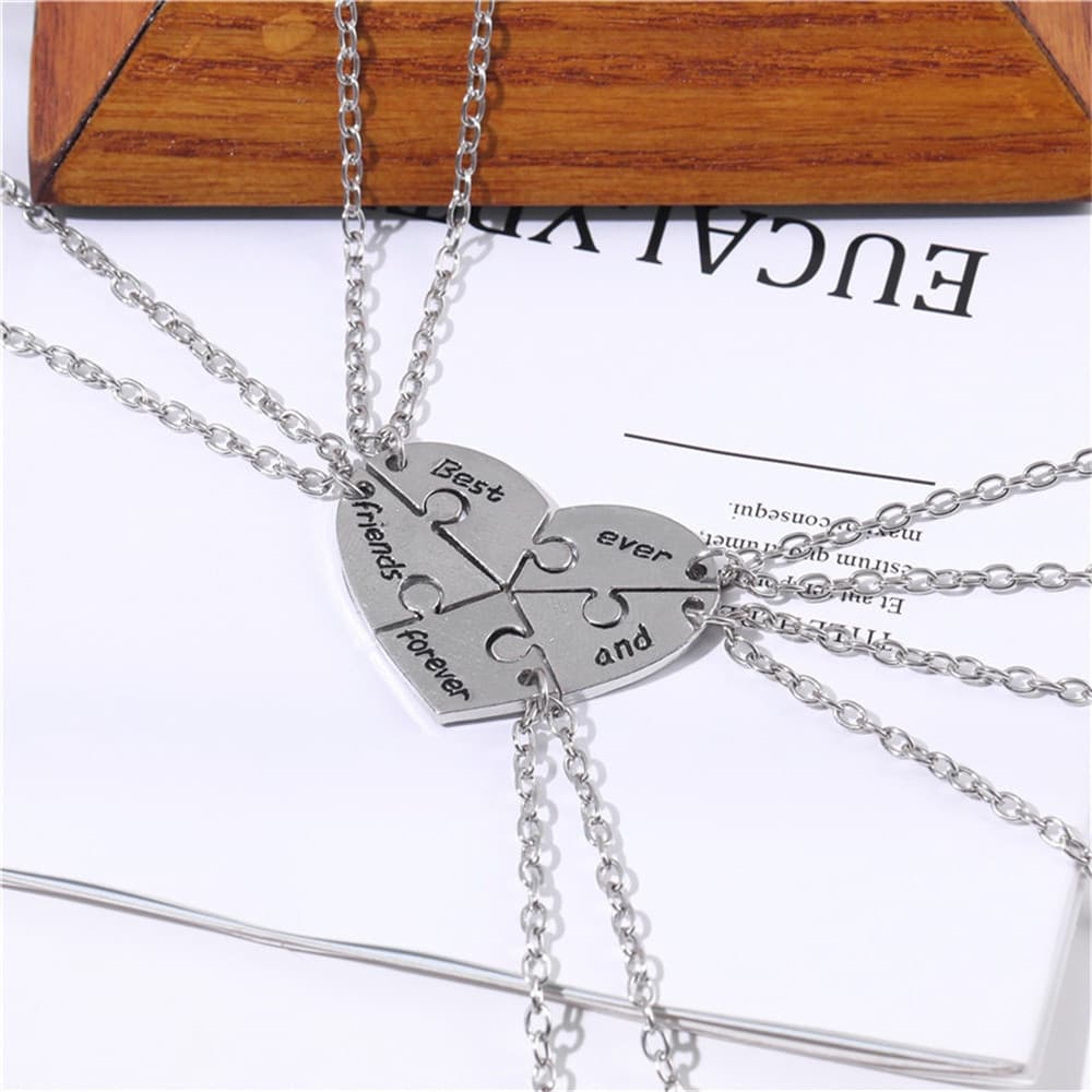 Conjunto de 5 Colares de Moda "Best Friend Forever" e Pingente BFF em Liga de Zinco, Colar de Amizade com Corrente Charm