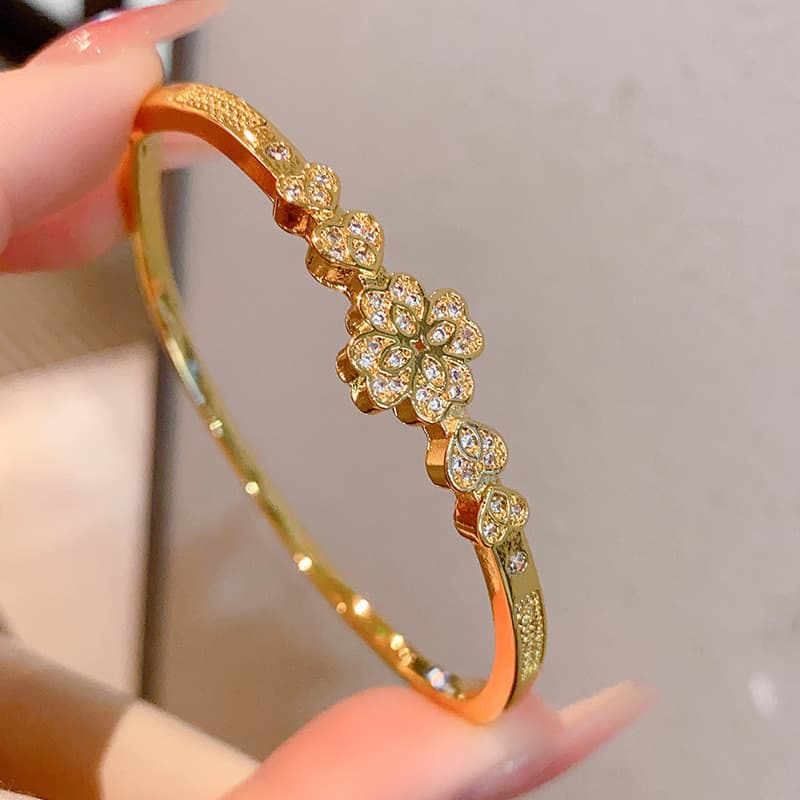 Pulseira de moda feminina pulseira clássica de trevo de quatro folhas com diamantes