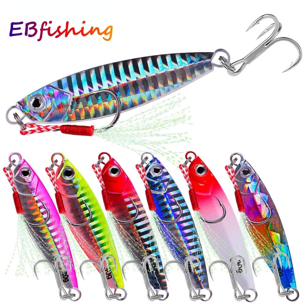 1 Peça 7g/10g/15g/20g/30g Isca De Pesca Jigging Gancho Giratório Laser Metal Gabarito Colher