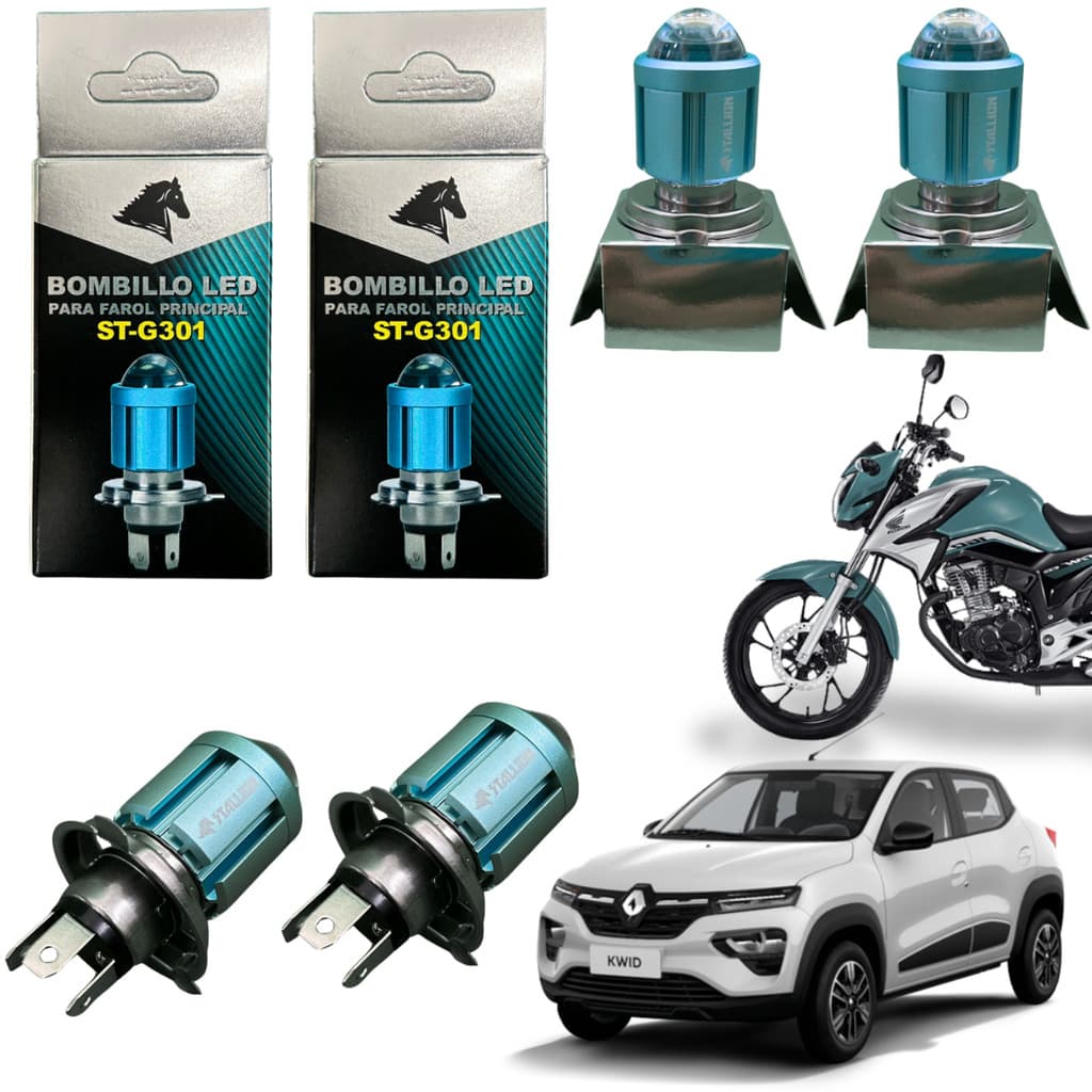 Kit 2x Lâmpada LED Stallion H4 6500k Super Branca Carro/Moto