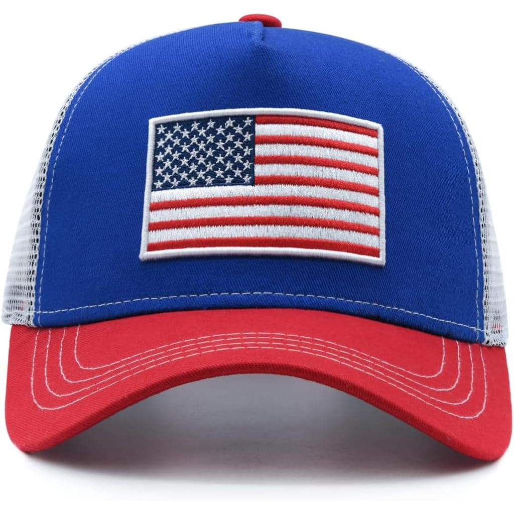 Boné Trucker para Meninos, Bonés de Beisebol com Bandeira Americana e Fecho Snapback para Crianças de 10 a 15 Anos