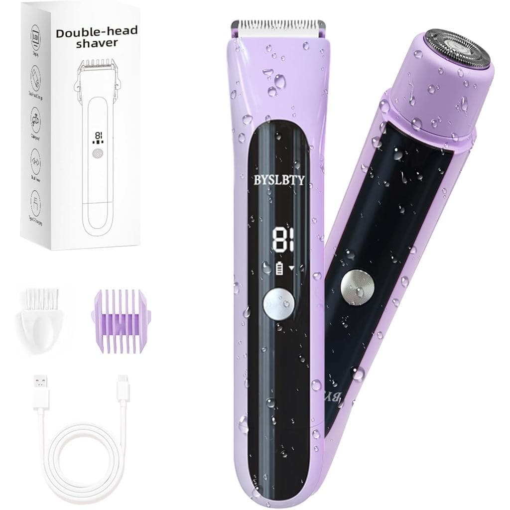 Aparador de Pelos 2 em 1 para Mulheres, Depilador Elétrico de Cabeça Dupla com Display LED, à Prova d'Água IPX7 para Uso