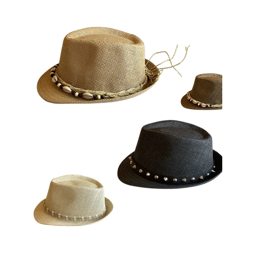 Chapéu de Jazz feminino único chapéu superior elegante All-Match Casual chapéu de palha na moda masculino férias à beira