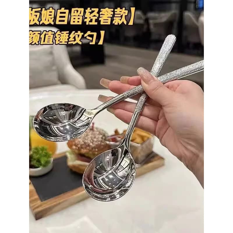 Com lágrimas!G gigante barato japonês martelo padrão de aço inoxidável colher comida ocidental comida principal mais com