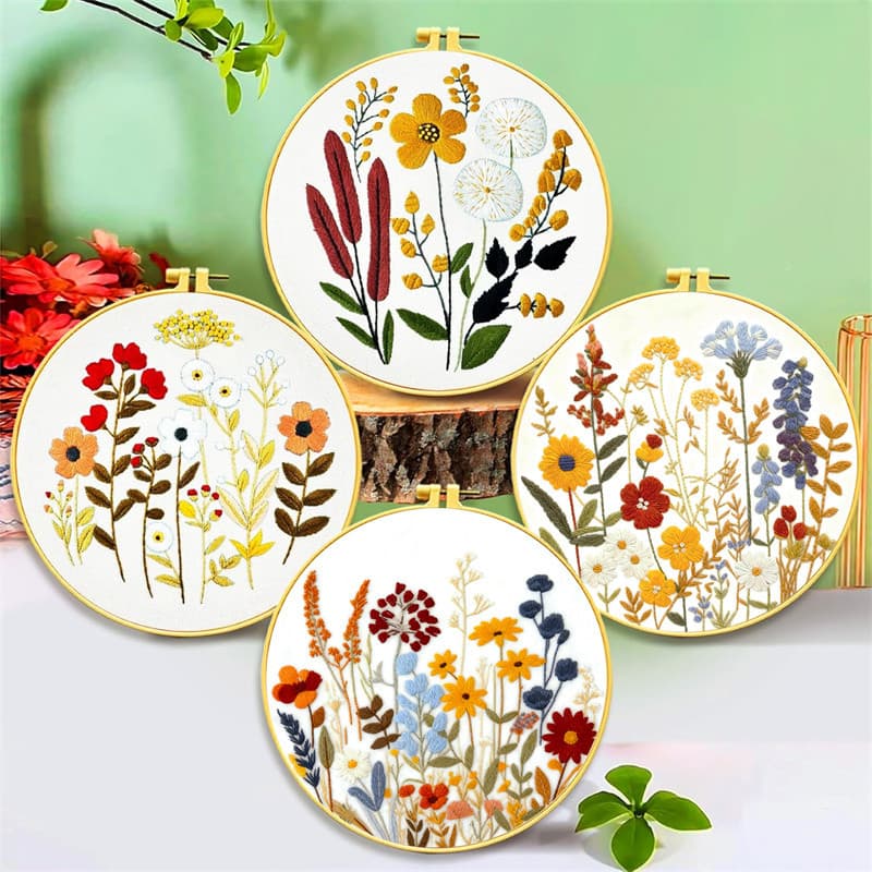 Kit De Bordado Para Iniciantes Mão DIY Kits De Ponto Cruz Plantas Flores Padrões E Linhas Aprender