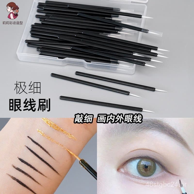 Pincel descartável para delineador, especializado para detalhes finos na maquiagem dos olhos, pincel ultrafino para somb