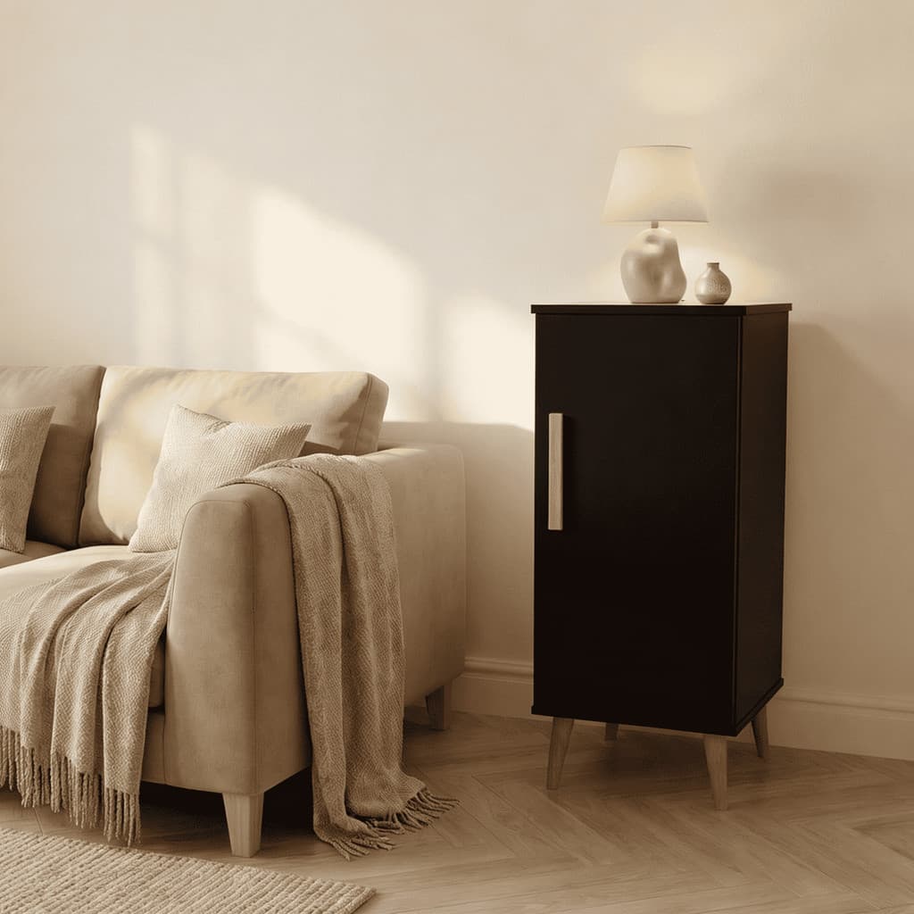 Balcão Aparador Escandinavo Branco 1 Porta Pés Palito Retrô 88cm Sala Quarto