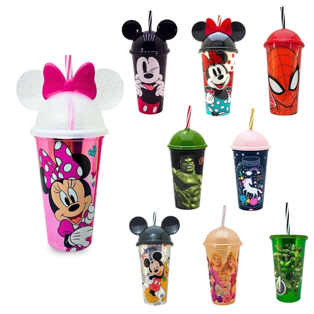 Copo Infantil Com Canudo 500ml Personagens Plasútil