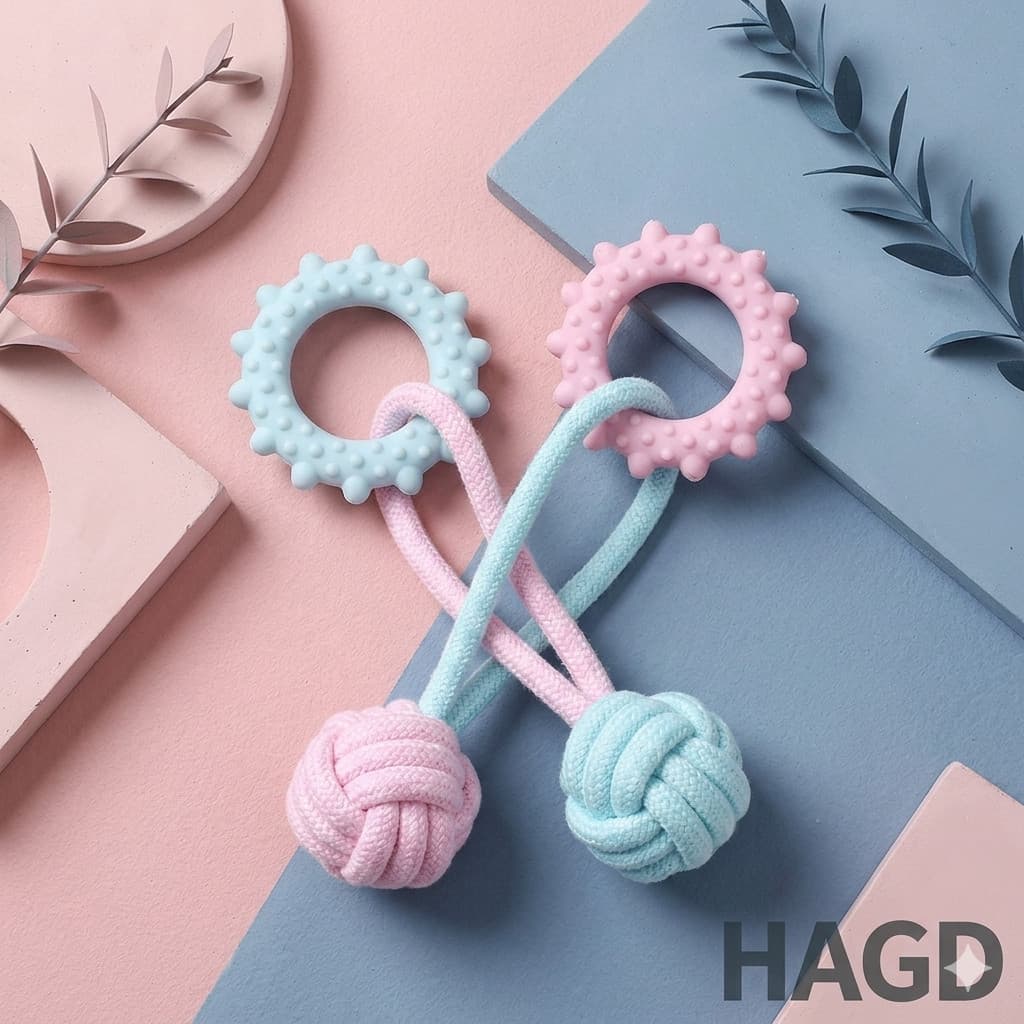 Brinquedo Pet para Roer e Puxar - Mordedor de Borracha e Corda para Gastar Energia Cães - Resistente e Interativo