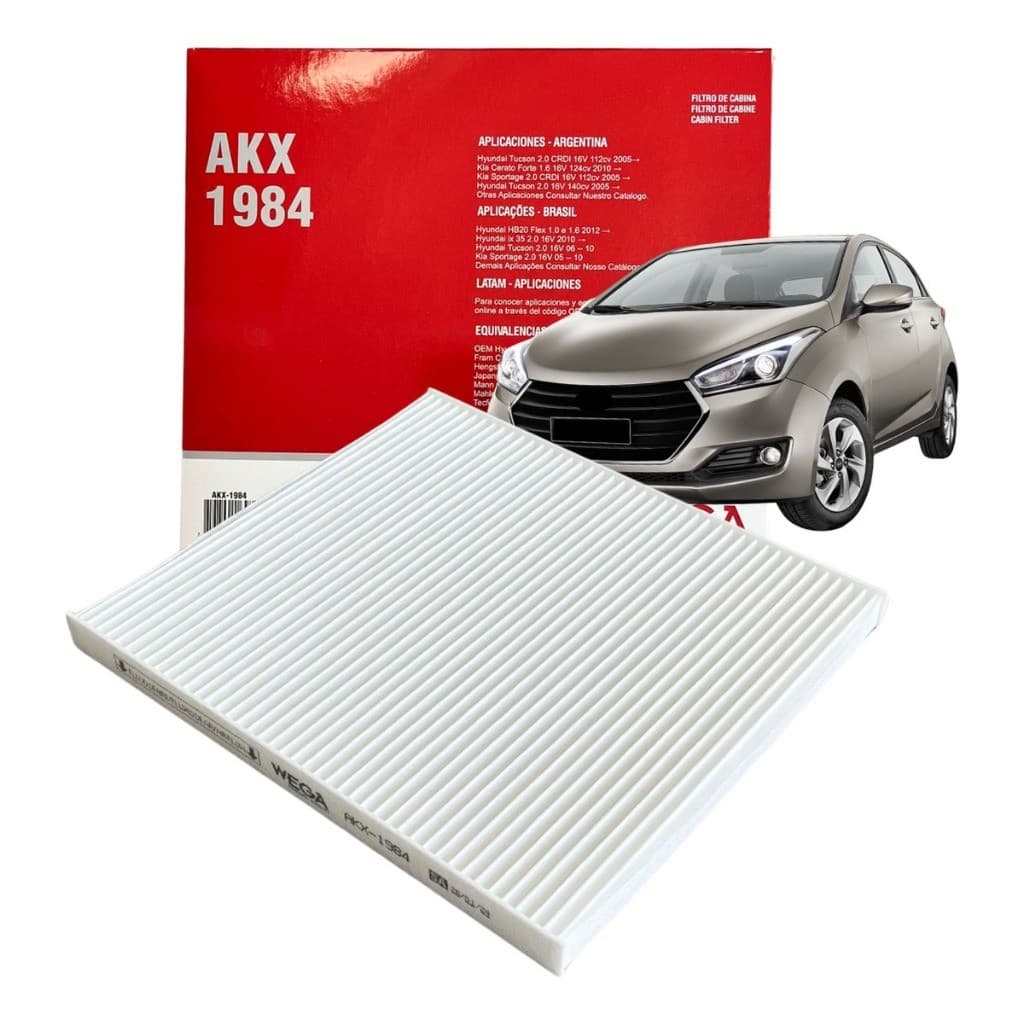 Filtro Ar Cabine Wega Akx1984 Hb20 1.0/ 1.6 2012 a 2025 - Compatível com Ix35 e Kia