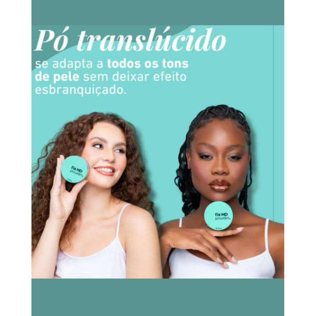 Pó Facial HD Vizzela Fix Powder Selagem Maquiagem Leve Efeito Matte Profissional