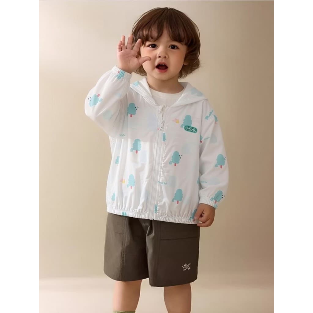 Tongtai crianças protetor solar roupas verão estilo fino com capuz zíper Cardigan meninos meninas leve ar condicionado r