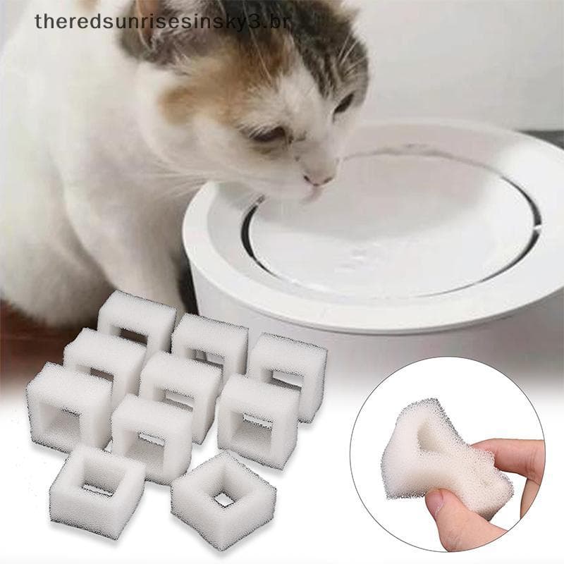 TSBR 10Pcs Fonte De Água Para Gatos Filtros De Espuma Bomba Compatíveis Com Dispensadores Quadrados Pré-Potável Fresca E
