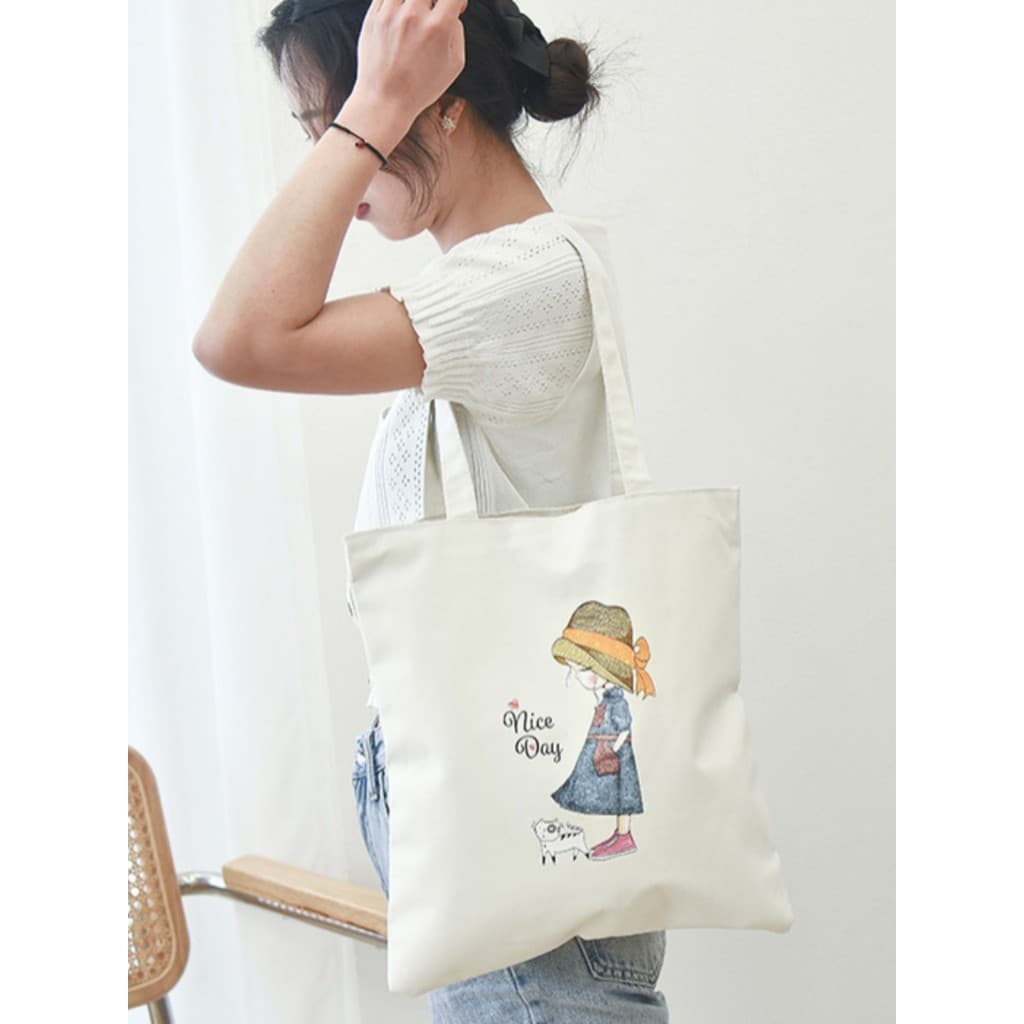 Bolsa de lona feminina de um ombro moda Eco-Friendly saco de compras versão coreana grande capacidade All-Match saco est