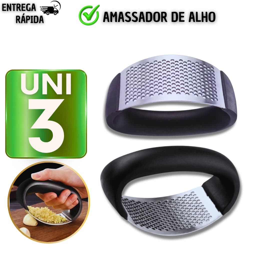 1/2/3 Espremedor de Alho Inox Utensílio de Cozinha Prático Casa Restaurante Buffet