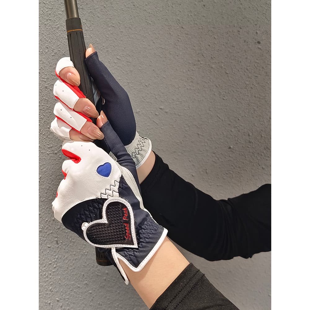 Luvas de golfe femininas mãos sem dedos antiderrapante resistente ao desgaste versão coreana moda Bowknot verão tecido i