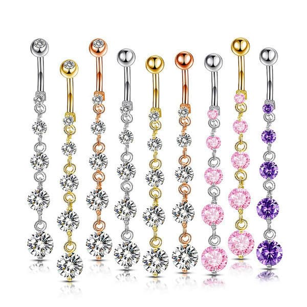 kit brinco aço inoxidável cartelas de brincos feminino ☆Versão coreana moda cobre incrustado zircão corda umbigo fivela