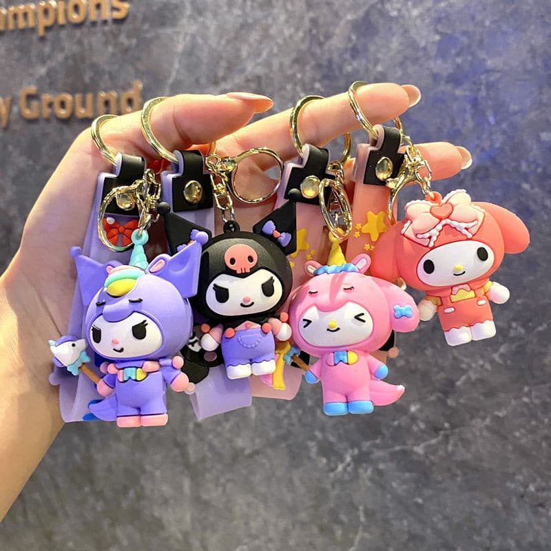 Sanrio Dos Desenhos Animados Chaveiro Olá kitty Melodia Pingente Criativo Kuromi Boneca Casal Carro Mochila Chave