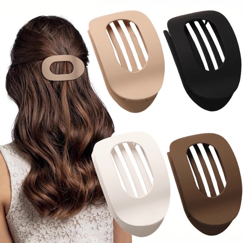 Grande Clipe de Cabelo Francês Simples Curvado Confortável Novo Design Curvado Clipe Plano Oval Fosco LVQU