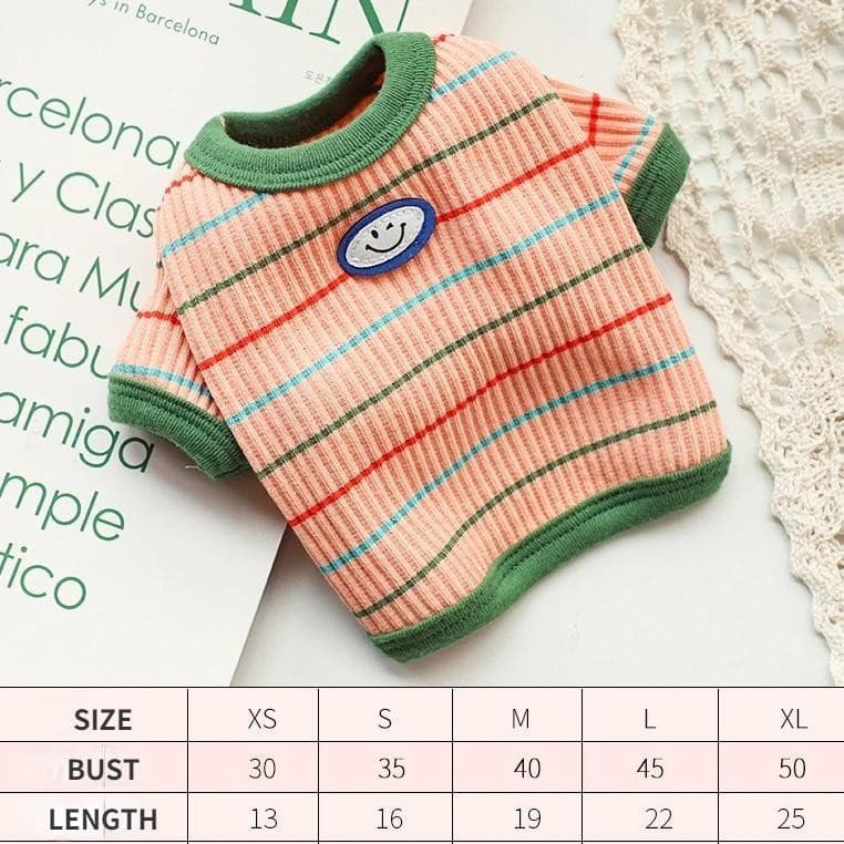 Camisa Listrada para Cães de Estimação, Roupa de Primavera para Teddy, Bichon, Pomeranian, Cachorros Pequenos, Roupa Lis