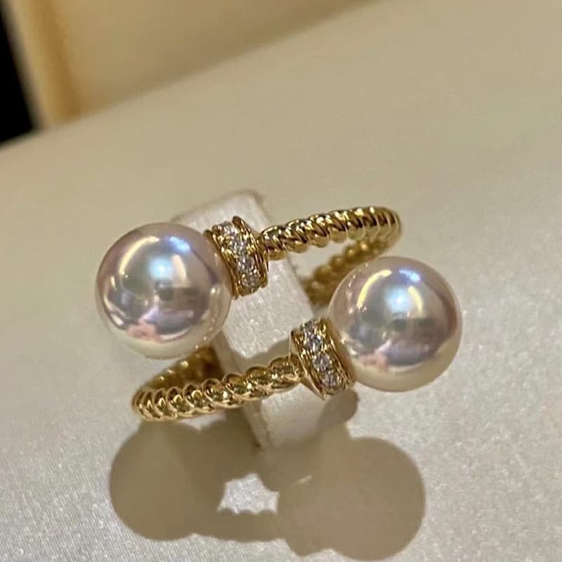 Anel ajustável de prata esterlina S925 com pérola, joia simples e elegante, presente para mulheres