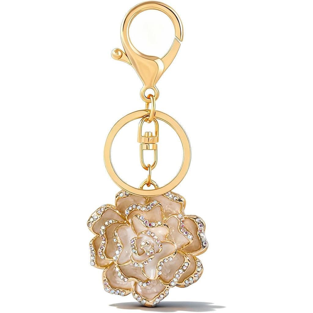 Bonito Flor Chaveiro Outono Saco Encantos Bolsa Para Bolsas Bling Chaves Do Carro Acessórios Camélia Design s Mulher Pre