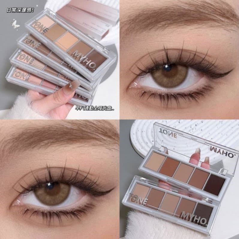 MYHO Paleta de sombras de cinco cores perolada fosca contorno de alto brilho ilumina a cor da terra não é fácil de tirar