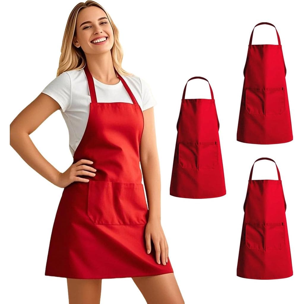 Conjunto de 3 Aventais de Cozinha com 2 Bolsos, Aventais para Mulheres/Homens/Chefs com Bolsos, Aventais de Qualidade pa