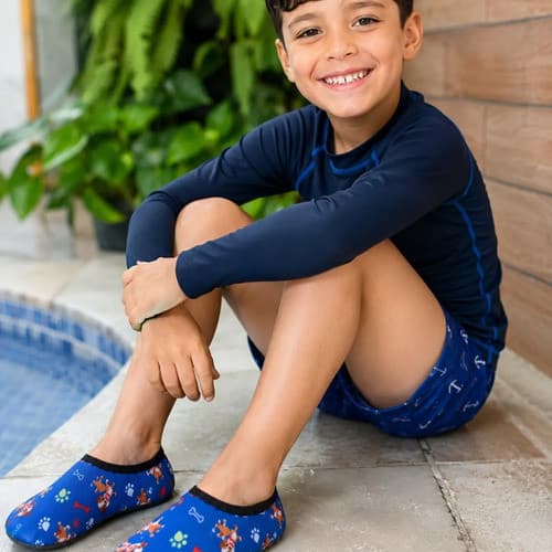 Sapatilha Aquática Neoprene Infantil  Antiderrapante Piscina Não Escorrega Calce Facil Sem Cadarço