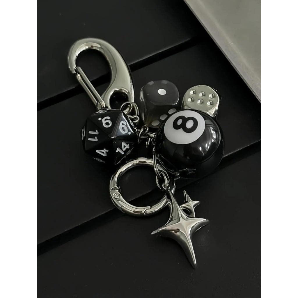 Criativo Preto 8 Dados De Bilhar Chaveiro Pingente Exclusivo Para Bolsa Do Telefone Móvel Mochila Chave Carro Pendurado