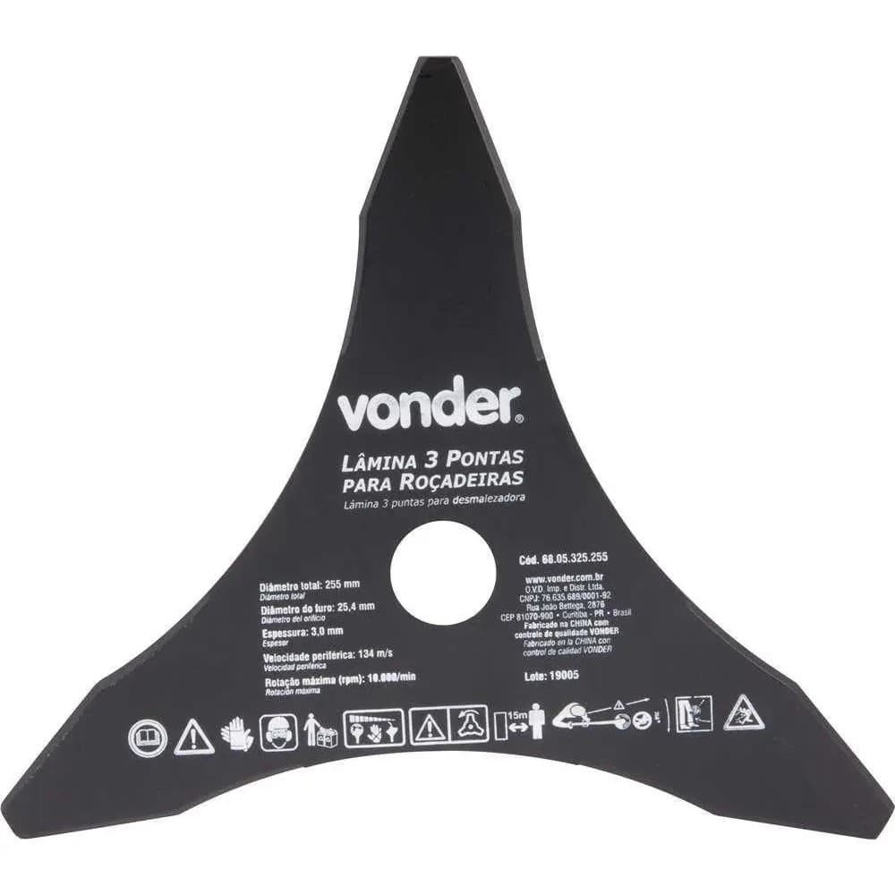 Lâmina De 3 Pontas Roçadeiras 255mm X 25.4mm Vonder
