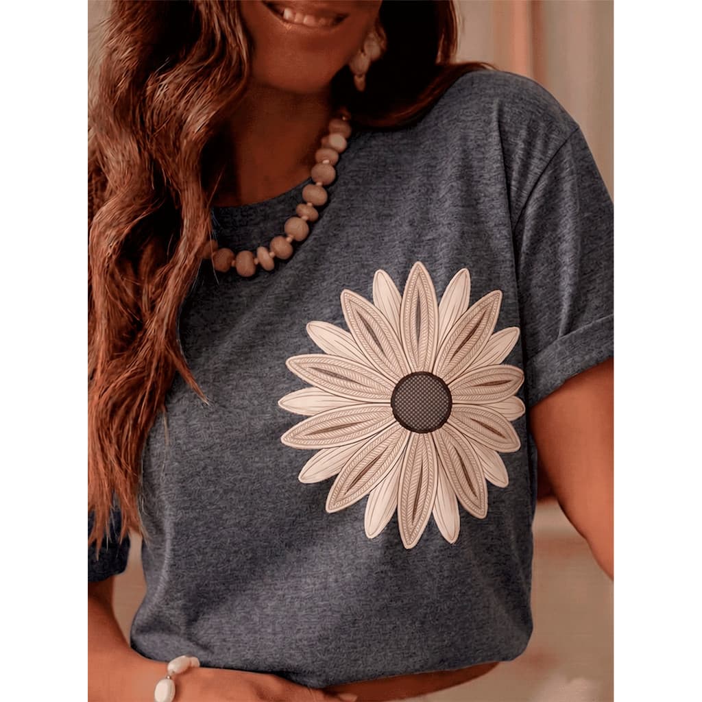 Tshirt Feminina Margarida - Camisa StreetWear 100% Algodão Plus Size Estampa DTF
