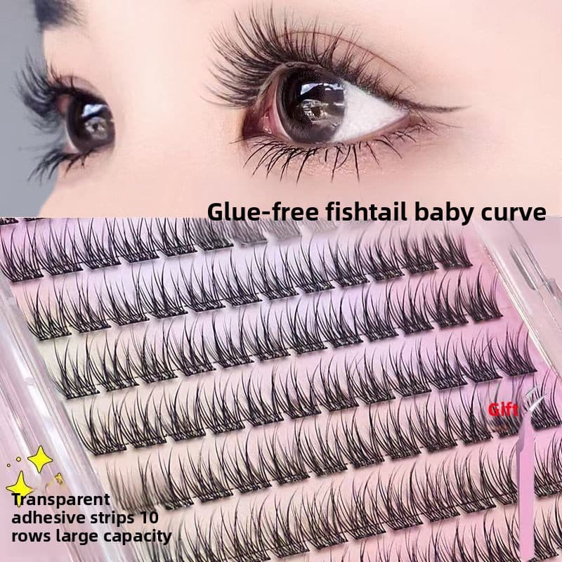 Novo sem cola preguiçoso bebê Fishtail cílios postiços vison novato simulação trilogia Natural diário segmentado cílios